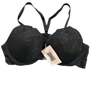 Savage X Fenty by Rihanna Push-Up Bra 36C Black Satin Lace Adjustable Straps NWT